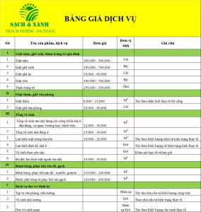Bảng giá dịch vụ vệ sinh công nghiệp Bà Rịa Vũng Tàu Bảng giá dịch vụ vệ sinh công nghiệp Bà Rịa Vũng Tàu